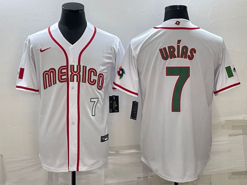 Men 2023 World Cub Mexico 7 Urias White Nike MLB Jersey4